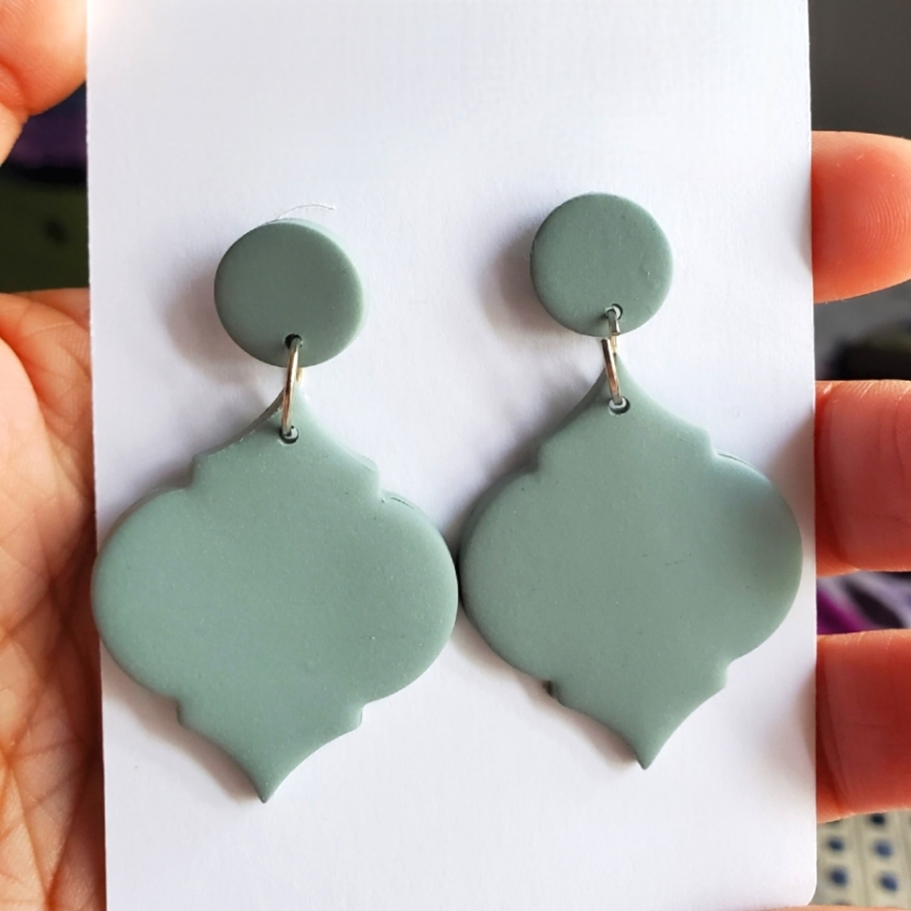 Green Clay Dangle Earrings